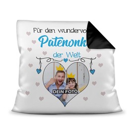 PR Print Royal Photo cushion with filling for the most wonderful godfather to design yourself, high-quality cushion cover with zip, black back, 40 x 40 cm