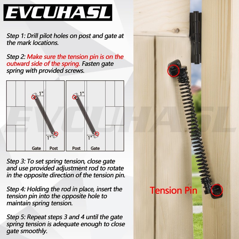 EVCUHASL 11-1/2" Gate Spring Self Closing Heavy Duty Door Springs