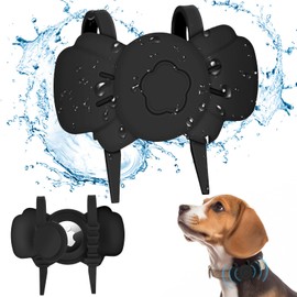 Airtag Dog Collar Holder - Silicone IPX8 Waterproof Airtag Cat Collar - Secure and Stylish, Adjustable Strap Fits All Collar Widths (2 Black)