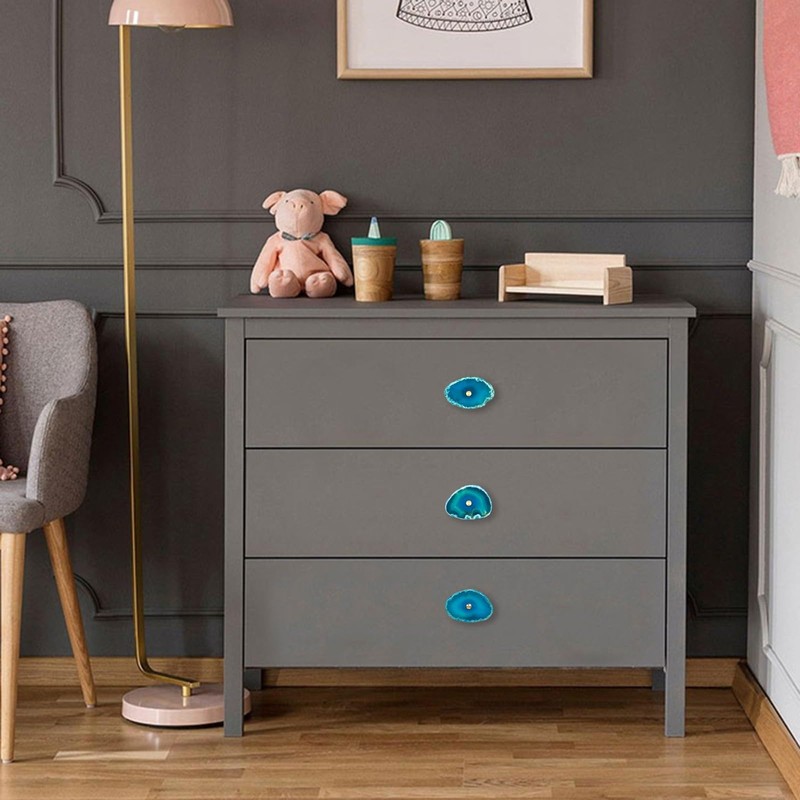 moonsix Set of 4 Agate Slice Cabinet Knobs with Screws,