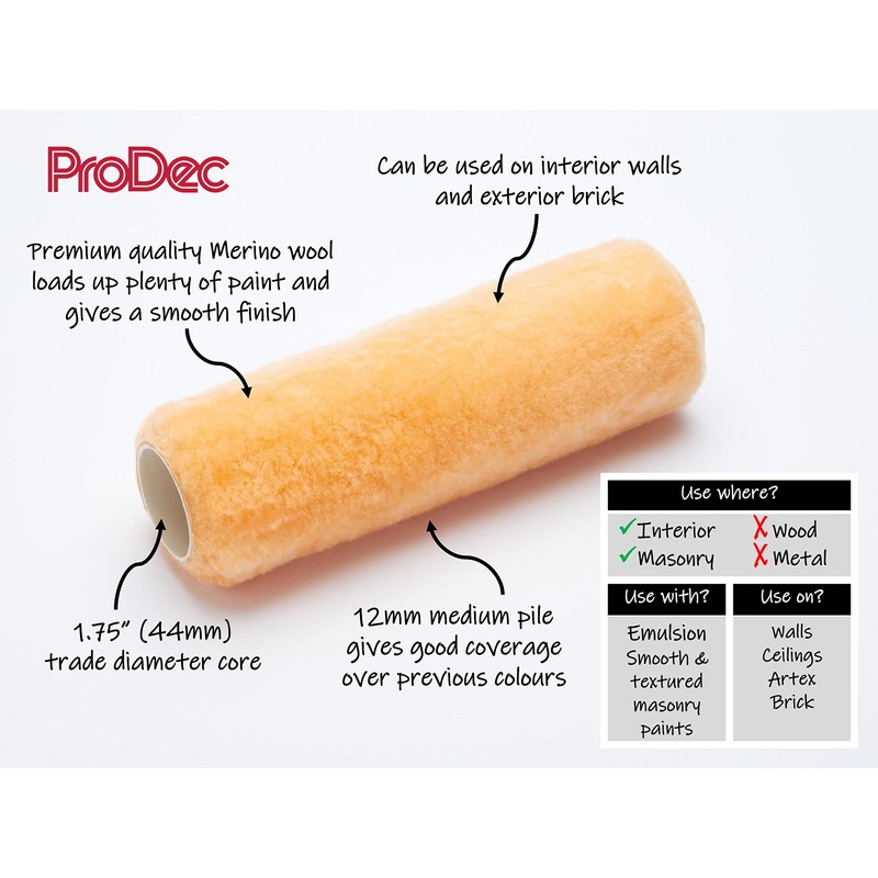 ProDec PRRE010 9 inch x 1.75" Medium Pile Sheepskin Paint