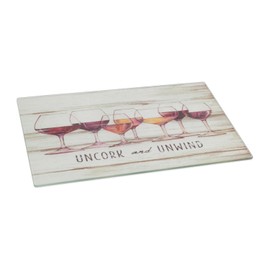 Boston International Cutting Textured Glass Board, Small, Uncork & Unwind