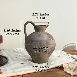 TDIAVH Ceramic Rustic Farmhouse Vase with Handle, 8.86 Inch Large Vintage Vase for Flowers, Home Decor Textured Flower Vases for Bedroom, Living Room, Wedding, Thanksgiving