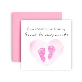Huxters New Baby Girl Card New Great Grandparents Congratulations - Welcome to the World Little One - 14.8cm (Baby Girl Great Grandparents)