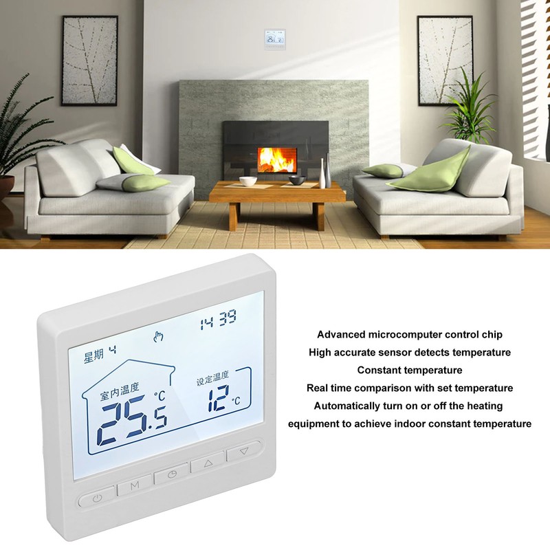 Smart Thermostat Programmable LCD Display 5℃‑45℃ for Home Floor Heating