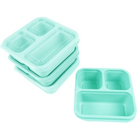 Bento box, 4 snack containers with 3 compartments, Reusable Bento Lunch Box Set for Kids and Adults, Sturdy and Easy-to-Clean Meal Prep Containers, Work, and Travel (4PCS(Green))