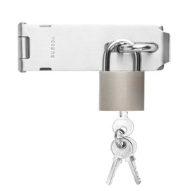 Padlock Hasp, 5" Shed Door Latch Deadbolt Lock Hasps, Stainless Steel Heavy Duty Hasp and Staple with Padlock, for Shed Lock Bedroom Garage Cabinet Windows Garden Door Locks, with Screws