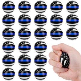Bensbl 24 Pack Thin Blue Line Foam Stress Balls - 1.57 Inch Squeeze Balls for Stress Relief, Anxiety Relief and Hand Therapy - Police Law Enforcement First Responders Officers Memorial Party Favors