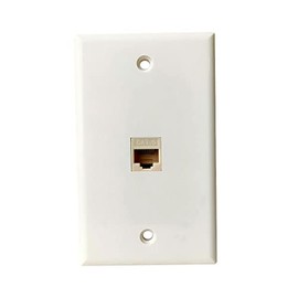 BOPLAT Single Gang CAT6 Ethernet Wall Plate Light Almond - 1 Port CAT 6 RJ45 Keystone Jack Network Outlet Cover Plate Female to Female for CAT8/CAT7/CAT6/CAT5e Cables