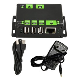 Industrial Grade USB HUB Multifunctional Metal Case 3 Way USB 100M Network Port Expansion Hub Adapter 100‑240V EU Plug
