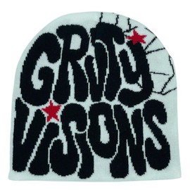 Pooyikoi Knitting Hat Men Women Quality Cap Warm Cap Harajuku Beanie Gothic Spider Pattern Wool Acrylic Y2k Knitted Hat White-Black