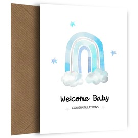 New Baby Boy Card for Proud Parents of Son or Grandparents cards for New Baby Boy - Grandson - Congratulations Baby Boy Cards Newborn - Welcome Baby Boy