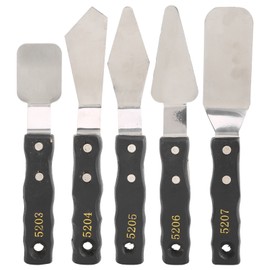 5pc Palette Knives Spatula Black Wood Handle Stainless Steel Oil Acrylic Paint Artist Knife