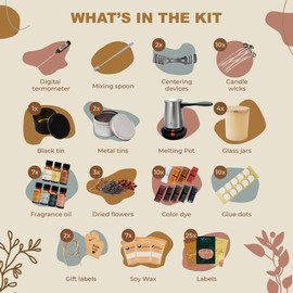 SoftOwl Premium Soy Candle Making Kit with Electric Melter - Soy Wax, Big 7oz Jars & Tins, 7 Pleasant Scents, Color Dyes & More - Perfect as Home Decorations - DIY Starter Scented Candles Making Kit