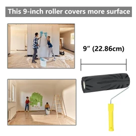 9" Drywall Texture Roller - Professional Drywall Pattern Roller for Walls & Ceilings, Crow's Foot Paint Applicator