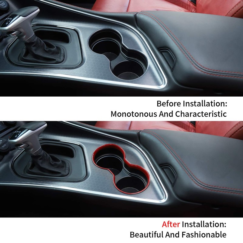 JeCar for Challenger Red Interior Cup Holder Trim Decor Cover