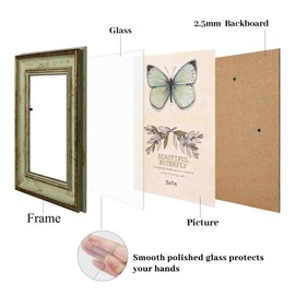 PSLXZXK 5x7 Picture Frame Set of 3 Rustic Retro Photo Frame with Real Glass for Tabletop Display or Wall Mount