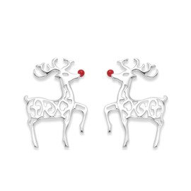 Heather Needham Sterling Silver Rudolph Red Nosed Reindeer Earrings - SMALL 10mm x 8mm (2/5ths inch) -See second photo for size. Gift Boxed 04550
