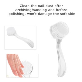 HilBeliFU 5 Pcs Nail Cleaning Brush Set, Plastic Soft Nail Brush with Handle and Cover, 5.1 x 1.7 x 0.9in Nail Dust Brush for Professional Nail Artist and Beginners, White