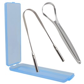 2PCs Medical Grade Tongue Scraper by Vastmed | Stainless Steel Tongue Cleaner, Metal Tongue Scraper with Travel Bag | Tongue Scrubber for Bad Breath, Boost Oral Hygiene