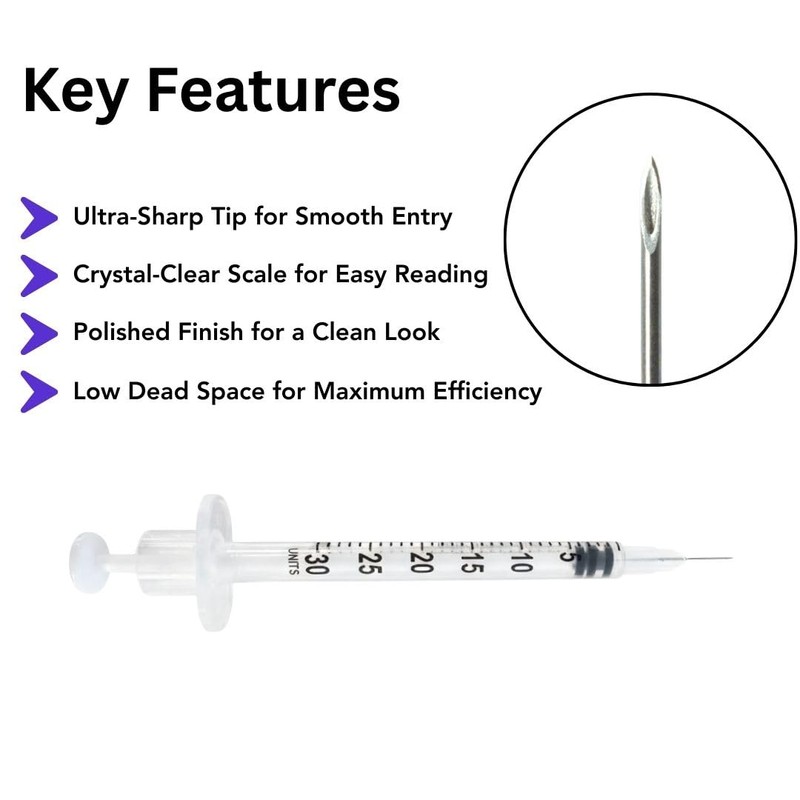 0.3ml/cc Syringe with 31G x 8mm, 100 Pcs, Lab Syringes,