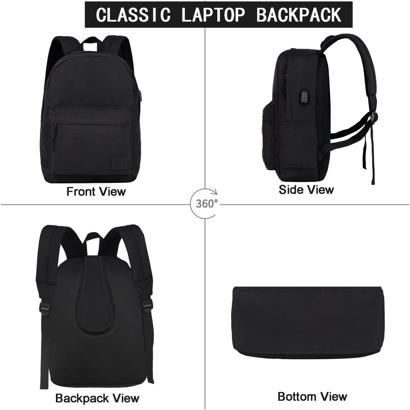 SUPACOOL Lightweight Casual Laptop Backpack with USB Charging Port for