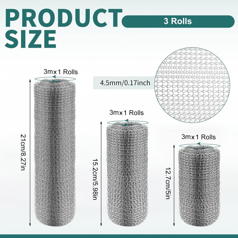 WZYTEU Vole Grid, Stainless Steel Wire Mesh, Fine Mesh, Metal