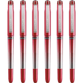 uni-ball Eye Needle UB-185S Rollerball Pen - 0.5mm Needle Point Nib - Red Ink - Pack of 6