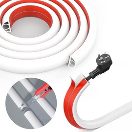 LEKOU Cubierta de Cable Pared 2M, Canaleta de Suelo para Cables Blando, Protector de Cable sobre Piso Autoadhesivos para Aceras, Canaleta de Cables para Red y Fibra óptica