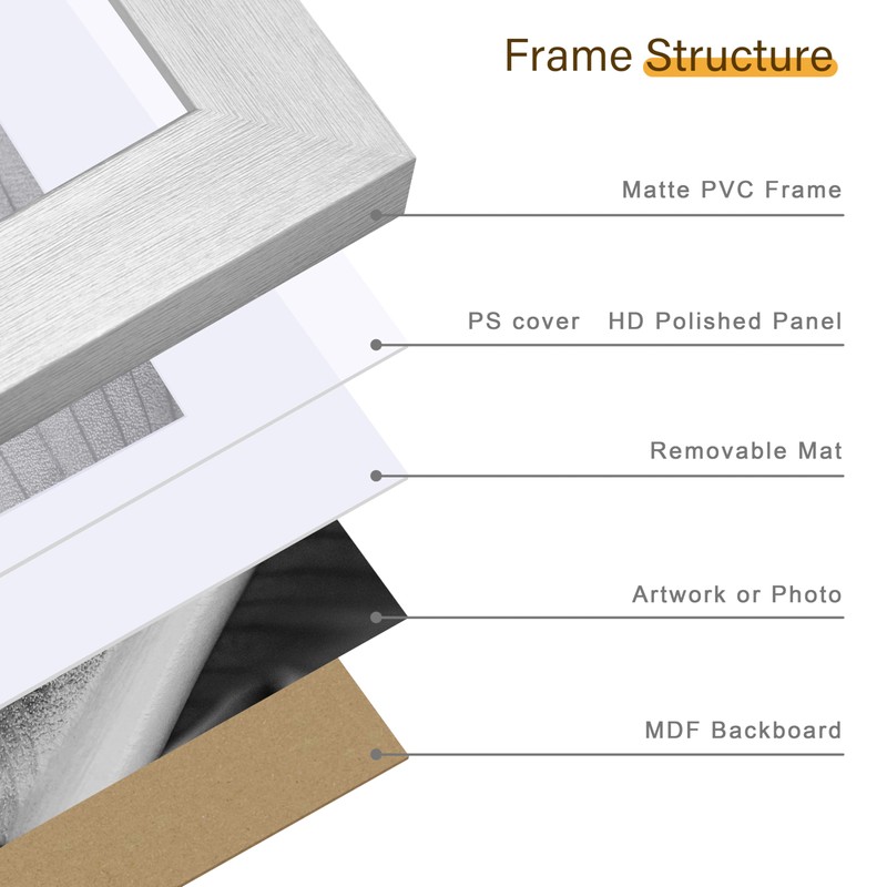 An&He 5x7 Picture Frame, Silver Photo Frame for Tabletop and