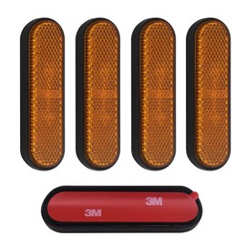 Pack of 4 Fork Reflector, Yellow Rectangular Reflector, Yellow Rectangular Reflector, Orange Cat's Eye, Bicycle Reflectors Front Rear for Motorcycle Bicycle Multifunctional Scooter E4 Rounded