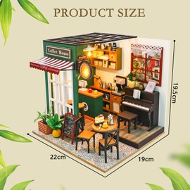 SICSHTOP DIY Miniature Dollhouse Kit, Elegant Vintage Style Wooden Doll House with Dessert, 3D Wooden Puzzle Mini Book House with LED for Adults, Holiday Birthday Present for Girls/Boys