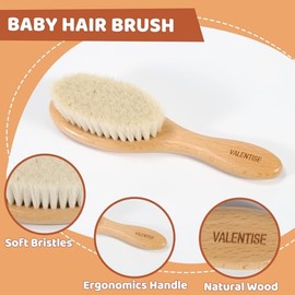Cepillo de madera para el pelo del bebé, cepillo de cerdas suaves para el casquillo de la cuna, cepillo natural del pelo del niño para el regalo del r