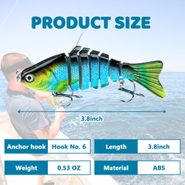 5 PCS Multi Jointed Swimbaits Lifelike Fishing Lures, Different Fishing Lures for Freshwate with Anchor Hook for Bass, Trout, Crappie Walleye Pike, Best Kit for Family and Fishing Enthusiasts