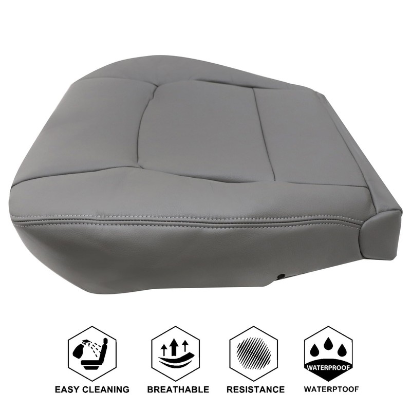 NLQR Front Driver Side Bottom Replacement Seat Cover Gray Microfiber