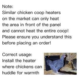 HOPOCO Smart Chicken Coop Heater with Efficient Thermostat, Compatible with Timers & Temp Controllers, 200W Safe Inside Radiant Flat Panel Warmer, Remote-Adjustable for Pets & Animals in Winter
