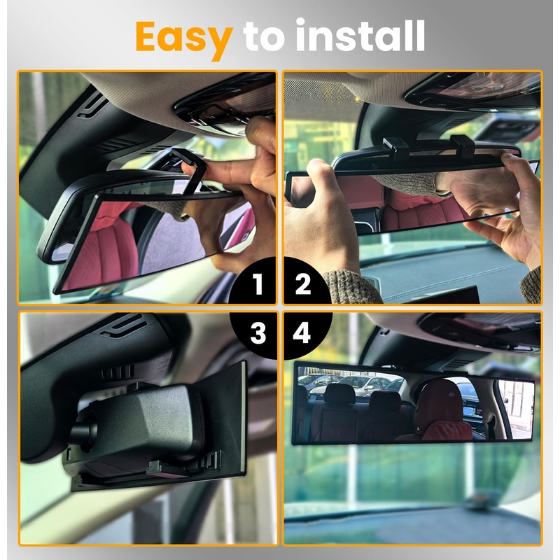 HmmtyRack Rear View Mirror, Chrome Coat Anti-glare Panoramic Wide Angle