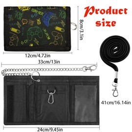 SYSYSYYASNL Children's Boys Neck Pouch with Chain Clip Zip Foldable Triple, Purse Children with Lanyard for Teenagers Boys, F, American