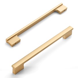 Amerdeco 10 Pack Gold Cabinet Pulls 160mm Hole Center Cabinet Hardware Kitchen Cabinet Handles for Bathroom Drawer Pulls Dresser Pulls AM024