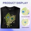 MAYJOYDIY Peacock Feathers Rhinestone Iron-On Transfer Sticker Stars Feather Bling