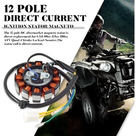 GY6 Stator Ignition Stator Magneto Coil 12 Pole Direct Current 5 Wire Copper Powersports Stators fit for GY6 50cc 125cc 150cc 4 Stroke Moped Scooter ATV Quad Go Kart Scooter Performance Parts