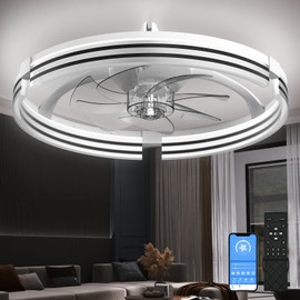 AIKVSXER Ceiling Fans with Lights and Remote, 20 Inch Low Profile Fandelier with APP Control, Ultra Quiet, 3CCT and 6 Wind Speeds for Bedroom, Living Room Modern Flush Mount Fan Light