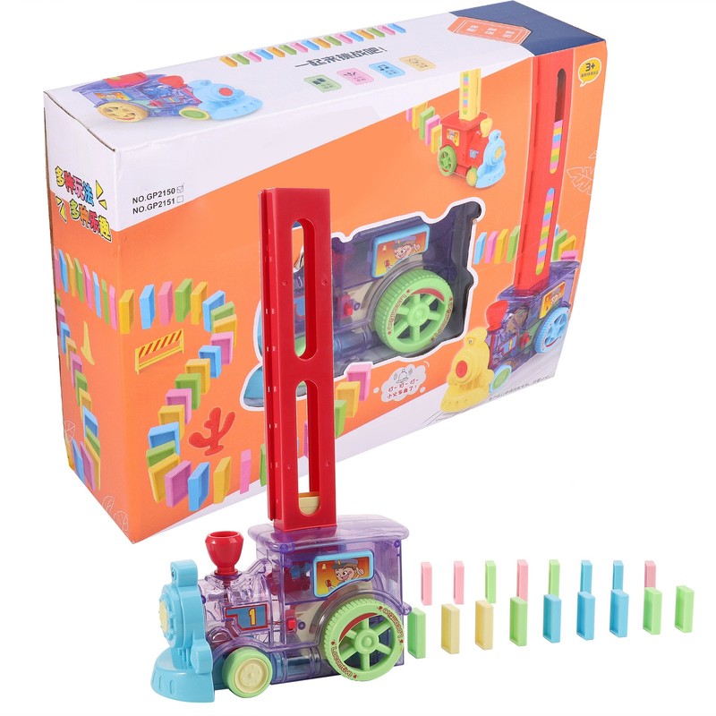 Domino Game Car Toy Set DIY Automatic Placement Domino Train