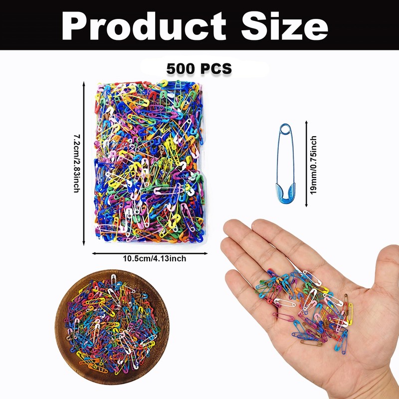 500PCS Assorted Colors Mini Safety Pins, Stainless Steel Safety Pin