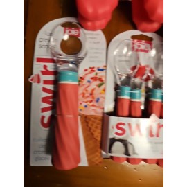 JOIE NEW JOIE SWIRL SPOONS ICE CREAM SCOOP SUNDAE CUPS ICE POPS SERVICE FOR 4 RETRO