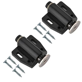 TERF® Push to Open Door Catch Black Single Magnetic Pressure Touch Release Catches Latch for Open and Close The Door with a Single Push including Fixing Screw - Pack of 2