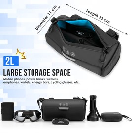 Eyein Bike Handlebar Bag - Waterproof Reflective Bicycle Front Bag, Storage Bike Bags Bike Accessories with Shoulder Strap Removable Straps Zipper for Road Mountain Cycling(Cylinder, 2L)