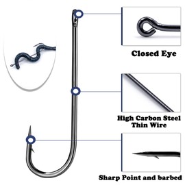 FishTrip Crappie Panfish Fishing Hooks-100pcs Aberdeen Hooks Long Shank Light Wire for Sunfish Small Bass Trout Freshwater Size 4#