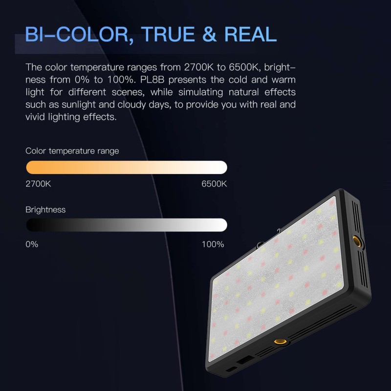 Pocket LED Video Light 2700K-6500K Photography Fill Light Panel Dimmable