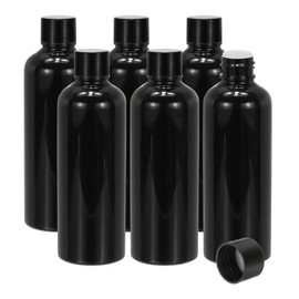 PATIKIL Travel Bottles with Screw Cap, 6 Pcs 3.4Oz(100ml) Leak Proof Refillable Empty Dispenser Container Squeeze Bottle with PP Screw Lid for Shampoo Toiletries Lotion Cream, Black
